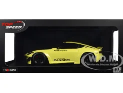 Nissan Z (RZ34) "Pandem" Ikazuchi Yellow with Matt Black Hood 1/18 Model Car by Top Speed