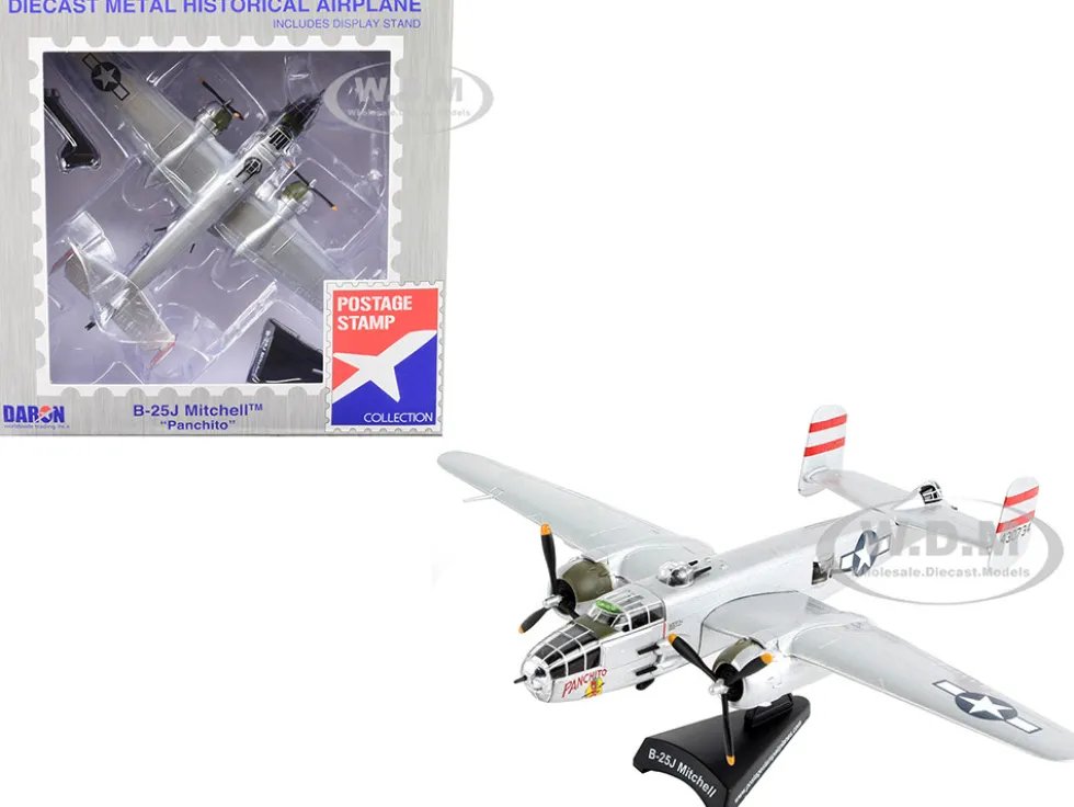 North American B 25J Mitchell Bomber Aircraft Panchito United States Air Force 1/100 Diecast Model Airplane Postage Stamp PS5403-4