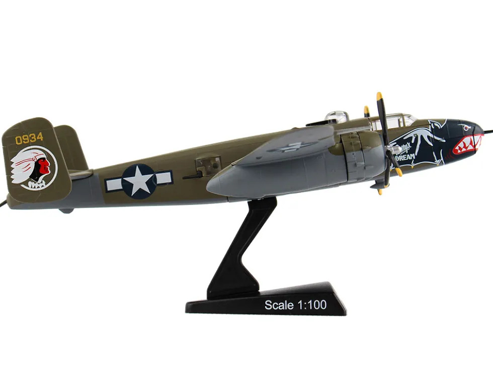 North American B 25J Mitchell Bomber Aircraft Betty s Dream United States Air Force 1/100 Diecast Model Airplane Postage Stamp PS5403-3