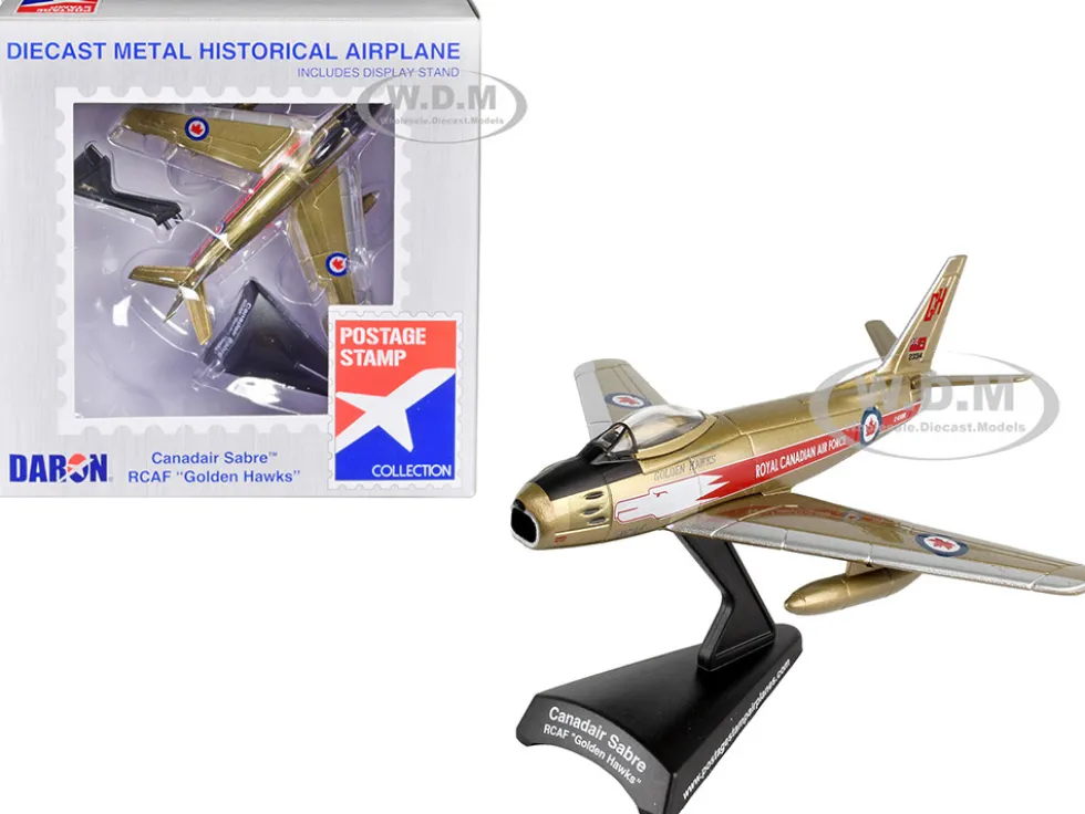 North American Canadair Sabre Fighter Aircraft Golden Hawks Royal Canadian Air Force 1/110 Diecast Model Airplane Postage Stamp PS5361-4