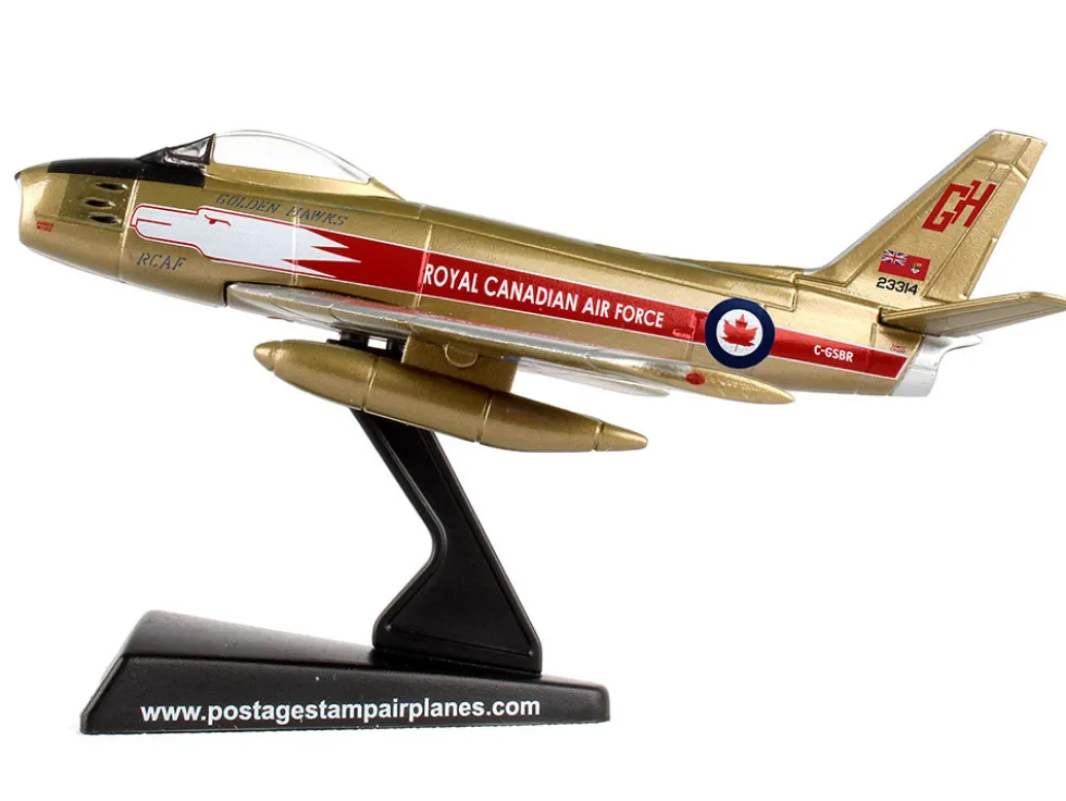North American Canadair Sabre Fighter Aircraft Golden Hawks Royal Canadian Air Force 1/110 Diecast Model Airplane Postage Stamp PS5361-4
