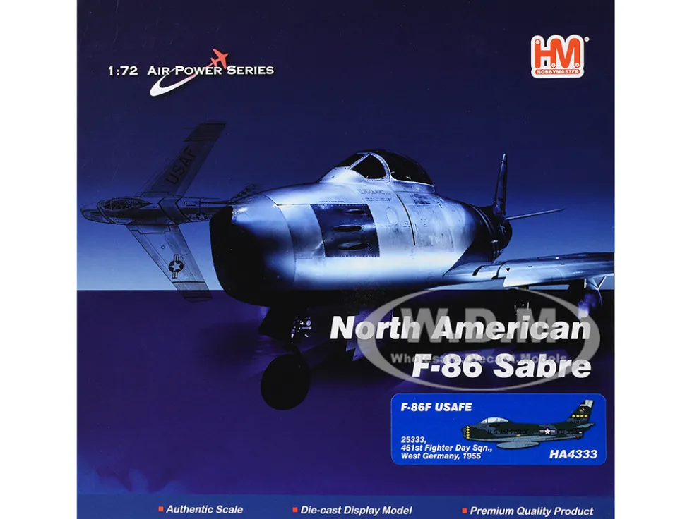 North American F-86F Sabre Fighter Aircraft "25333, 461st Fighter Day Squadron, West Germany" (1955) United States Air Forces in Europe "Air Power Series" 1/72 Diecast Model by Hobby Master