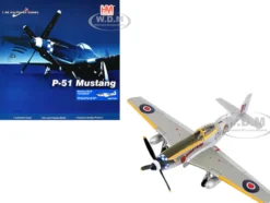 North American Mustang Mk.IV Fighter Aircraft "Flight Lieutenant Arthur S. 'Joe' Doley, 19th Squadron" (1945) British Royal Air Force "Air Power Series" 1/48 Diecast Model by Hobby Master