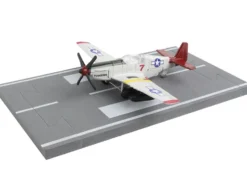 North American P 51C Mustang Fighter Aircraft Gray Tuskegee Airmen United States Army Air Force with Runway Section Diecast Model Airplane Runway24 RW190