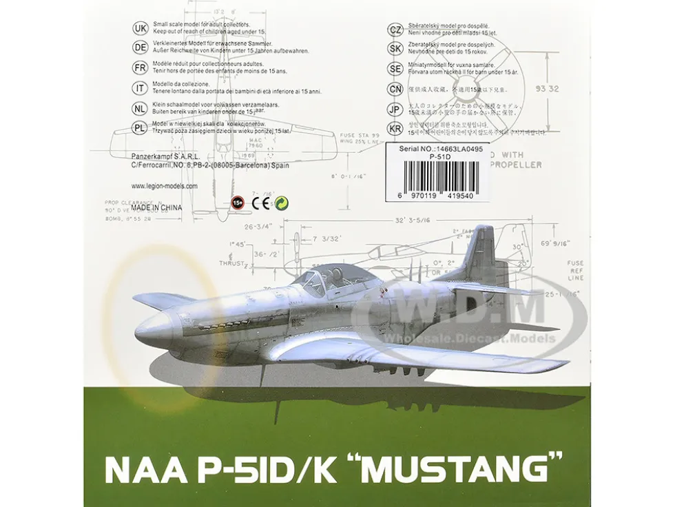 North American P-51D Mustang Aircraft "Captured from Chinese Nationalist Forces, Chinese People's Revolution Military Museum" People's Liberation Army Air Force 1/72 Diecast Model Airplane by Legion