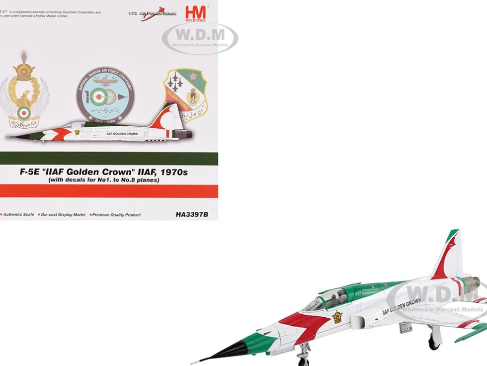 Northrop F-5E Tiger II Aircraft "#1-8, 3-7099, IIAF Golden Crown" Imperial Iranian Air Force "Air Power Series" 1/72 Diecast Model by Hobby Master
