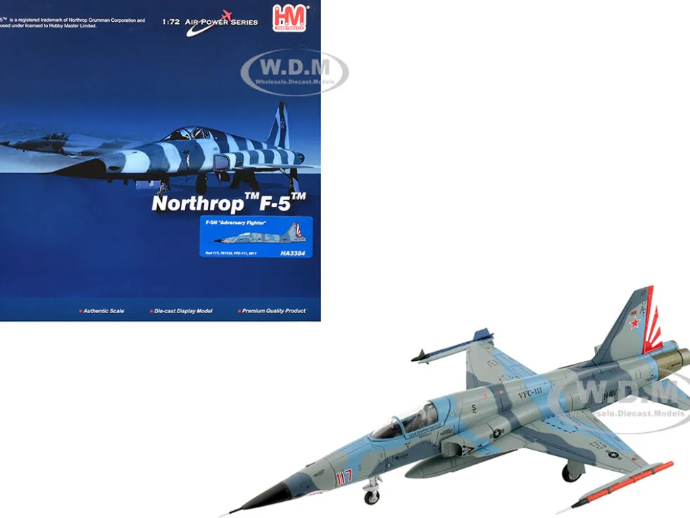 Northrop F-5N Tiger II Aircraft "Red 117, 761533, Adversary Fighter, VFC-111 Sundowners" (2017) United States Navy "Air Power Series" 1/72 Diecast Model by Hobby Master