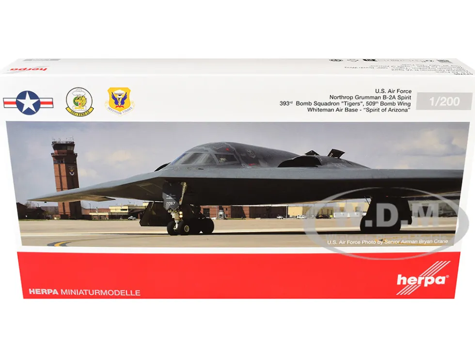 Northrop Grumman B-2A Spirit Stealth Bomber Aircraft "Spirit of Arizona, 393rd Bomb Squadron 'Tigers', 509th Bomb Wing, Whiteman Air Force Base" United States Air Force 1/200 Diecast Model Airplane by Herpa
