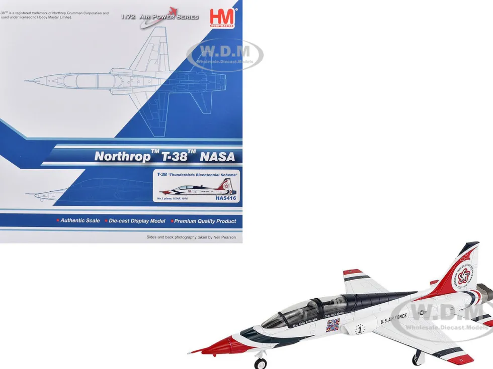 Northrop T-38 NASA Aircraft "#1, Thunderbirds Bicentennial Scheme" (1976) United States Air Force "Air Power Series" 1/72 Diecast Model by Hobby Master