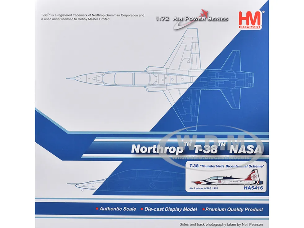 Northrop T-38 NASA Aircraft "#1, Thunderbirds Bicentennial Scheme" (1976) United States Air Force "Air Power Series" 1/72 Diecast Model by Hobby Master