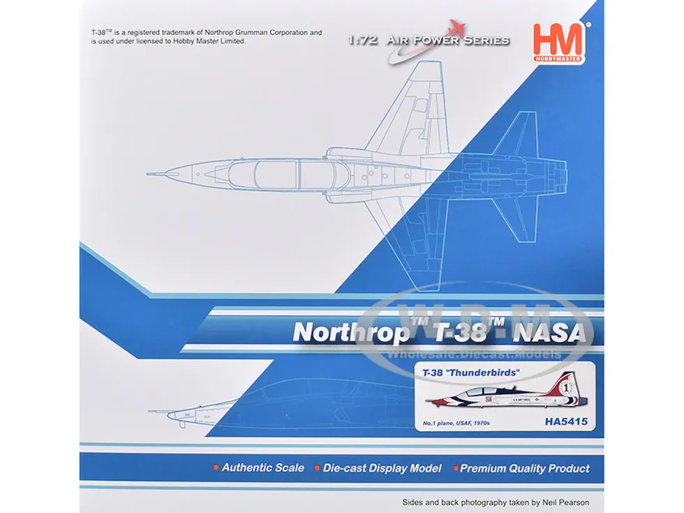 Northrop T-38 NASA Aircraft "#1, Thunderbirds" (1970s) United States Air Force "Air Power Series" 1/72 Diecast Model by Hobby Master