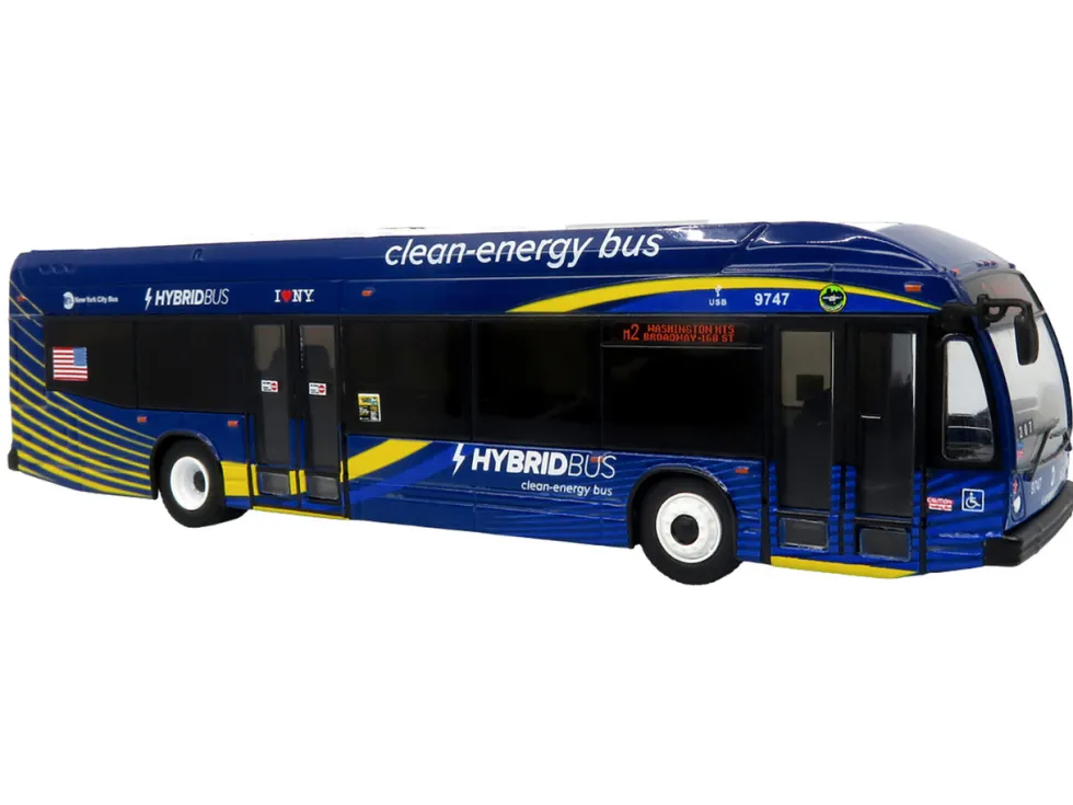 Nova Bus LFSH HEV Hybrid Transit Bus "MTA New York City" Blue with Yellow Graphics Limited Edition to 504 pieces Worldwide 1/87 (HO) Diecast Model by Iconic Replicas