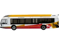 Nova Bus LFSH Hybrid Transit Bus "MTA Maryland" White with Red and Yellow Graphics "The Bus & Motorcoach Collection" Limited Edition to 504 pieces Worldwide 1/87 (HO) Diecast Model by Iconic Replicas