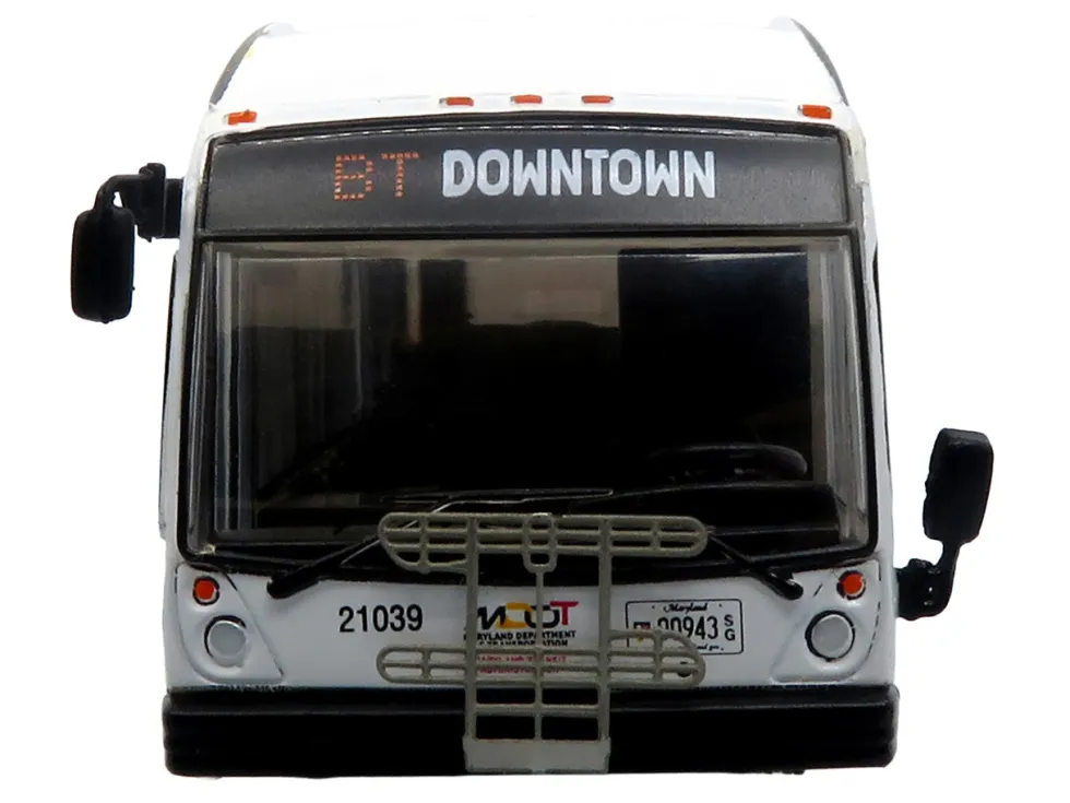 Nova Bus LFSH Hybrid Transit Bus "MTA Maryland" White with Red and Yellow Graphics "The Bus & Motorcoach Collection" Limited Edition to 504 pieces Worldwide 1/87 (HO) Diecast Model by Iconic Replicas