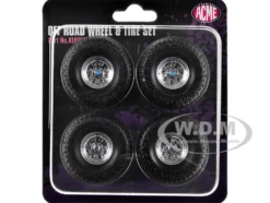 Offroad 35" Mag Wheel and Tire Set of 4 pieces from 1971 Chevrolet K5 Blazer for 1/18 Scale Models by ACME