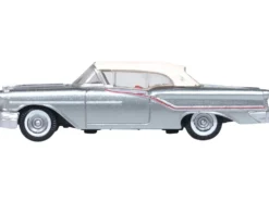 1957 Oldsmobile 88 Convertible (Top-Up) Juneau Gray with White Top and Red Interior 1/87 (HO) Scale Diecast Model Car by Oxford Diecast