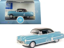 1950 Oldsmobile Rocket 88 Coupe Crest Blue Black Top 1/87 HO Scale Diecast Model Car Oxford Diecast 87OR50002