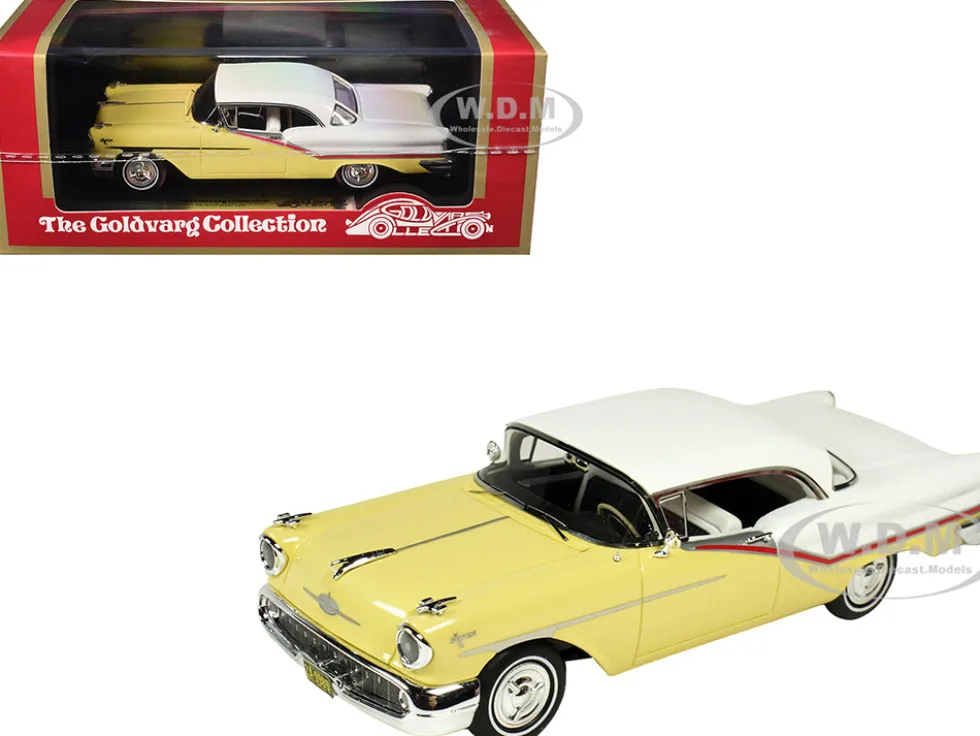 1957 Oldsmobile Starfire Coronado Yellow and Alcan White Limited Edition to 200 pieces Worldwide 1/43 Model Car by Goldvarg Collection