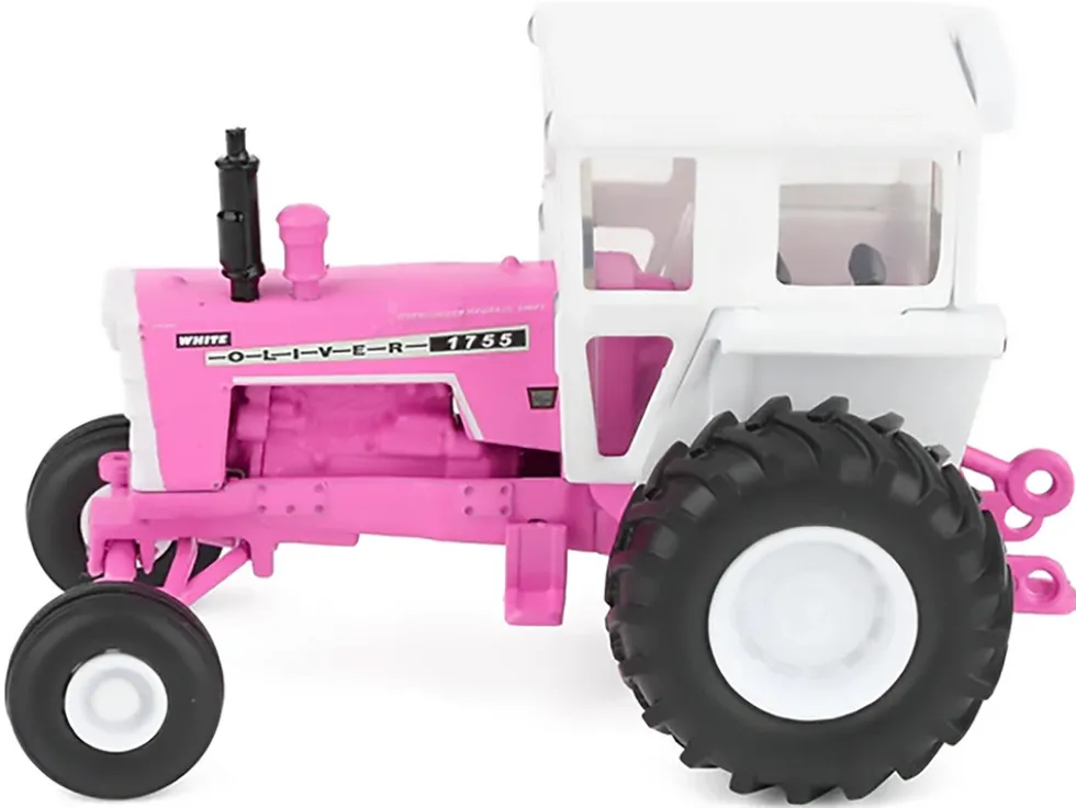 Oliver 1755 Wide Front Tractor with Cab Hot Pink and White 1/64 Diecast Model by SpecCast