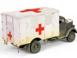 Opel Blitz Kfz.305 Ambulance Gray and White Weathered German Army Armoured Fighting Vehicle Series 1/32 Diecast Model Forces of Valor FOV-801101A