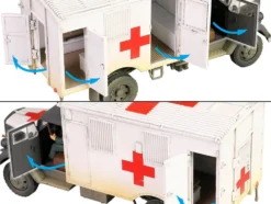 Opel Blitz Kfz.305 Ambulance Gray and White Weathered German Army Armoured Fighting Vehicle Series 1/32 Diecast Model Forces of Valor FOV-801101A