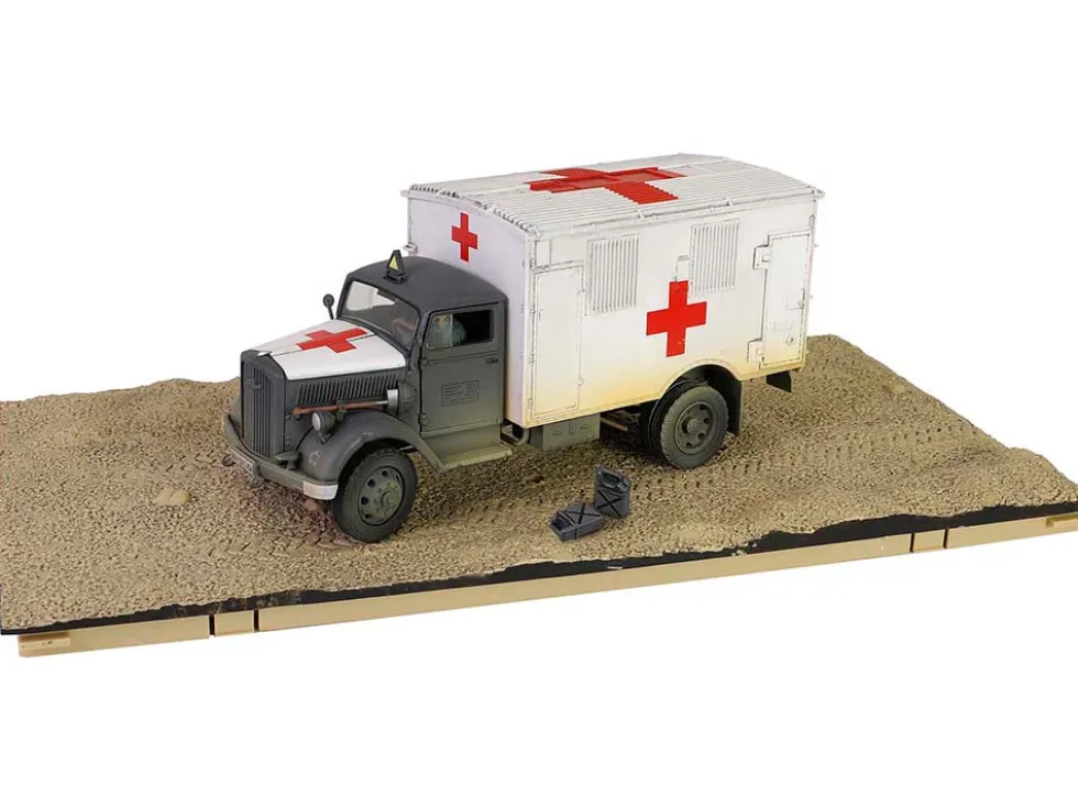Opel Blitz Kfz.305 Ambulance Gray and White Weathered German Army Armoured Fighting Vehicle Series 1/32 Diecast Model Forces of Valor FOV-801101A