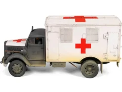 Opel Blitz Kfz.305 Ambulance Gray and White Weathered German Army Armoured Fighting Vehicle Series 1/32 Diecast Model Forces of Valor FOV-801101A