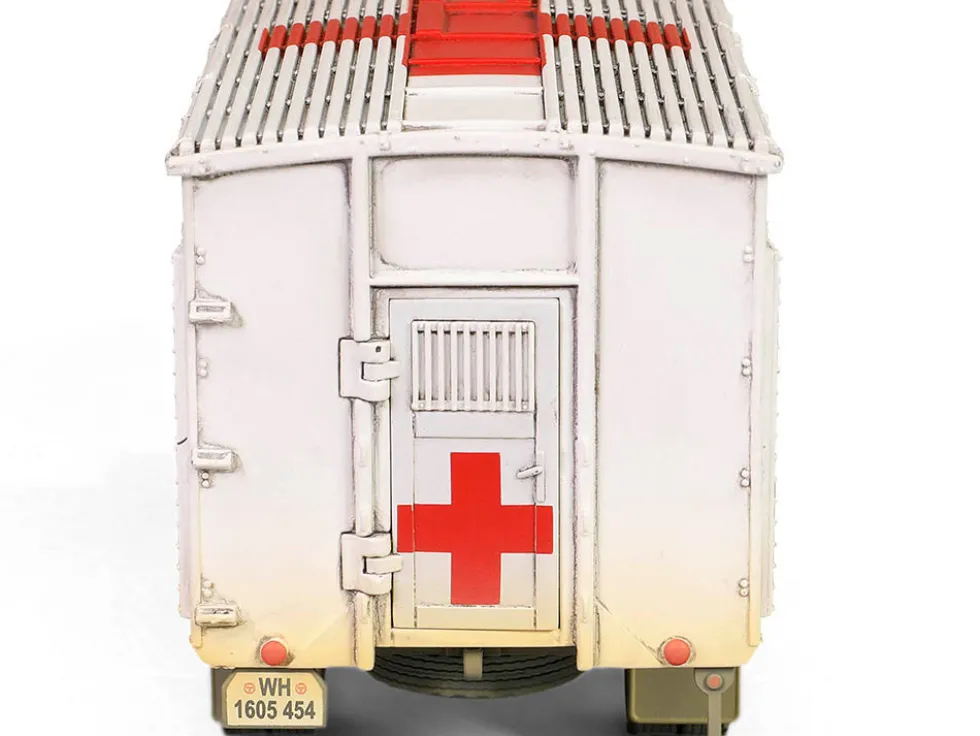 Opel Blitz Kfz.305 Ambulance Gray and White Weathered German Army Armoured Fighting Vehicle Series 1/32 Diecast Model Forces of Valor FOV-801101A