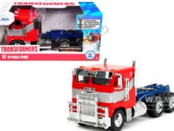 Optimus Prime Tractor Truck Red and Blue with Silver Stripes Transformers Rise of the Beasts 2023 Movie Hollywood Rides Series 1/32 Diecast Model Car Jada 34257