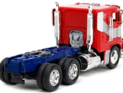 Optimus Prime Tractor Truck Red and Blue with Silver Stripes Transformers Rise of the Beasts 2023 Movie Hollywood Rides Series 1/32 Diecast Model Car Jada 34257