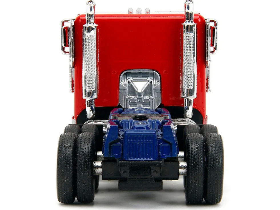 Optimus Prime Tractor Truck Red and Blue with Silver Stripes Transformers Rise of the Beasts 2023 Movie Hollywood Rides Series 1/32 Diecast Model Car Jada 34257