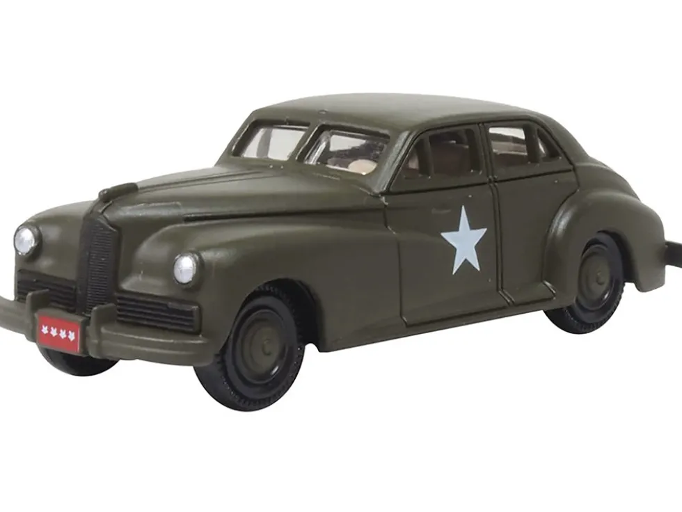 1942 Packard Clipper Touring Sedan "US Army Staff Car" Olive Drab 1/87 (HO) Scale Diecast Model Car by Oxford Diecast
