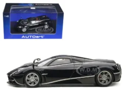Pagani Huayra Black with Silver Stripes 1/43 Diecast Model Car Autoart 58209