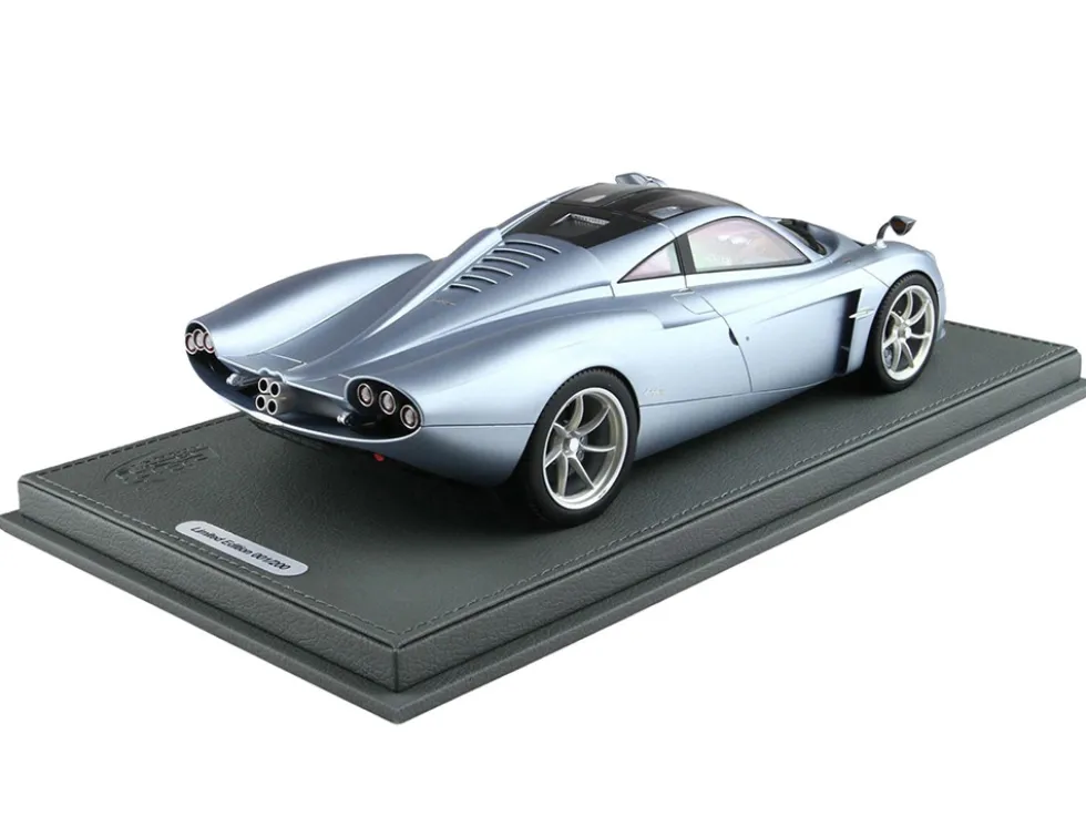Pagani Huayra Codalunga Azzurro Sardegna Matt Blue Metallic with Black Top with DISPLAY CASE Limited Edition to 200 pieces Worldwide 1/18 Model Car by BBR