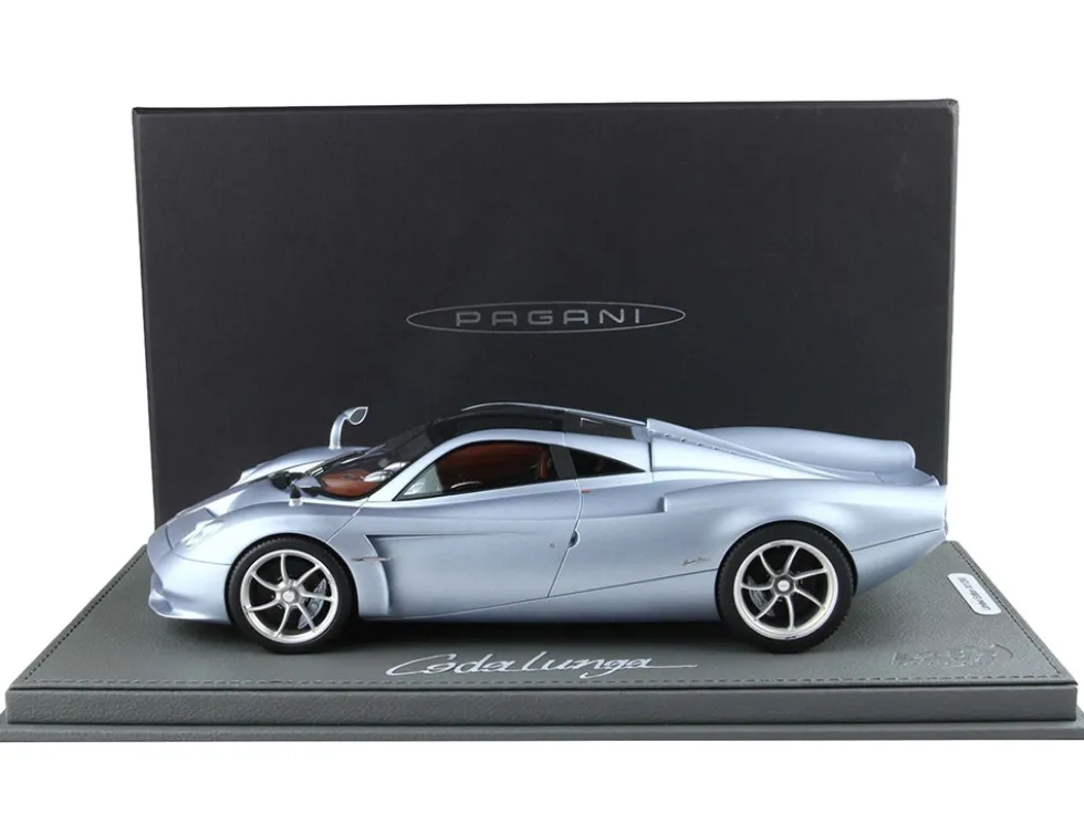 Pagani Huayra Codalunga Azzurro Sardegna Matt Blue Metallic with Black Top with DISPLAY CASE Limited Edition to 200 pieces Worldwide 1/18 Model Car by BBR