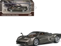 Pagani Huayra Codalunga Gun Metal Gray Metallic with Sunroof and Extra Wheels 1/64 Diecast Model Car by CM Model