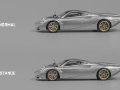 Pagani Huayra Codalunga Silver Metallic with Sunroof and Extra Wheels 1/64 Diecast Model Car by CM Model