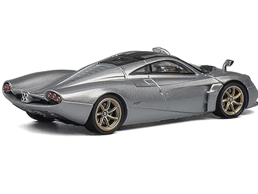 Pagani Huayra Codalunga Silver Metallic with Sunroof and Extra Wheels 1/64 Diecast Model Car by CM Model