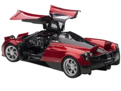 Pagani Huayra Metallic Red Carbon Top Silver Wheels 1/12 Model Car Autoart 12234