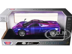 Pagani Huayra Pink and Purple Chrome "Custom Wrap" Series 1/24 Diecast Model Car by Motormax