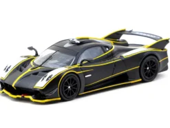 Pagani Huayra R Matt Black with Silver Accents and Yellow Stripes