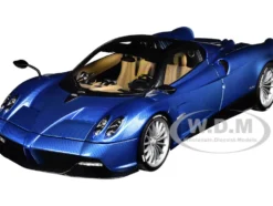 Pagani Huayra Roadster Blue Tricolore Carbon Fiber Black Top Luggage Set 1/18 Model Car Autoart 78286