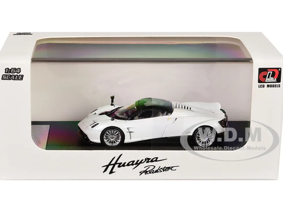 Pagani Huayra Roadster White Metallic with Black Top 1/64 Diecast Model Car by LCD Models