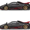 Pagani Imola Black Carbon with Italian Flag Stripes with Extra Wheels 1/64 Diecast Model Car by CM Model