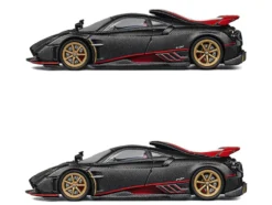 Pagani Imola Black Carbon with Italian Flag Stripes with Extra Wheels 1/64 Diecast Model Car by CM Model