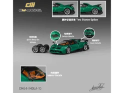 Pagani Imola Emerald Green Metallic with Carbon Top and Extra Wheels 1/64 Diecast Model Car by CM Model
