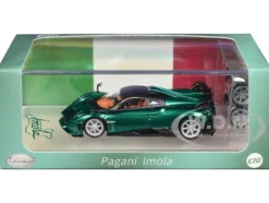 Pagani Imola Emerald Green Metallic with Carbon Top and Extra Wheels 1/64 Diecast Model Car by CM Model
