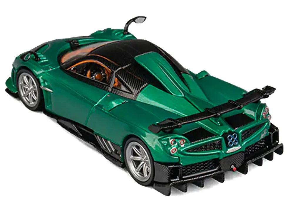 Pagani Imola Emerald Green Metallic with Carbon Top and Extra Wheels 1/64 Diecast Model Car by CM Model