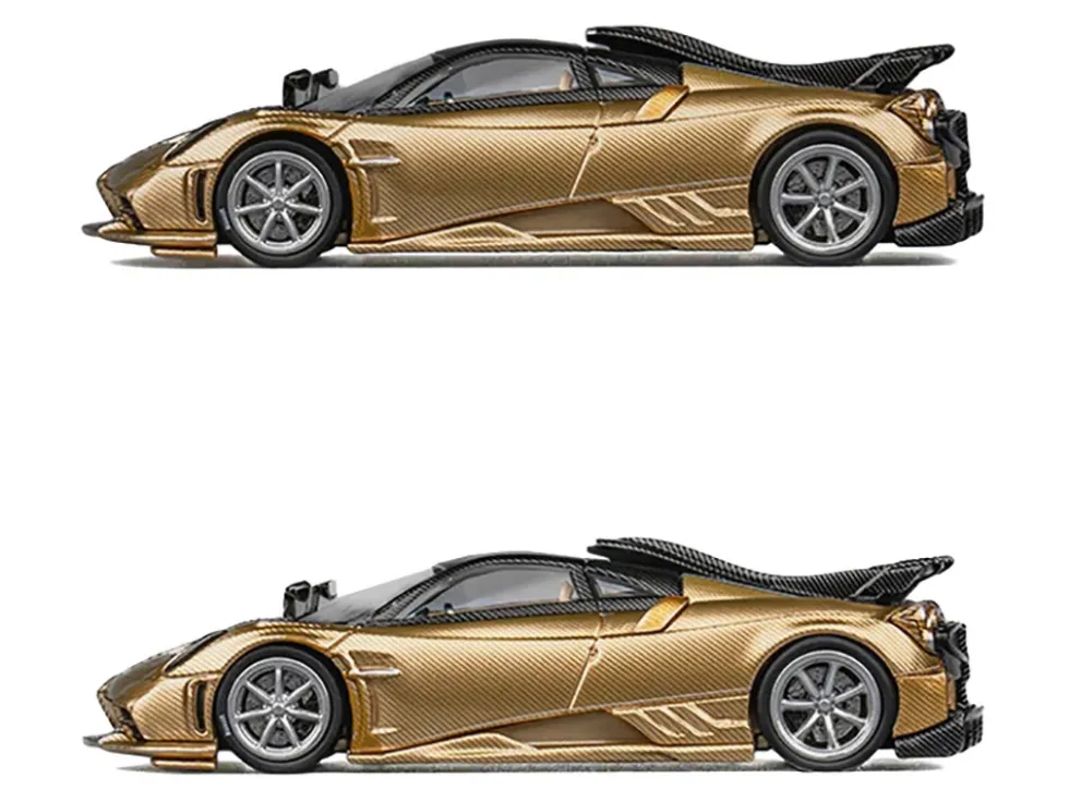Pagani Imola Gold Carbon Metallic with Black Carbon Top with Extra Wheels 1/64 Diecast Model Car by CM Model