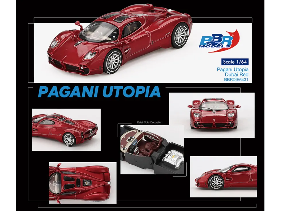 Pagani Utopia Dubai Red 1/64 Diecast Model Car by BBR